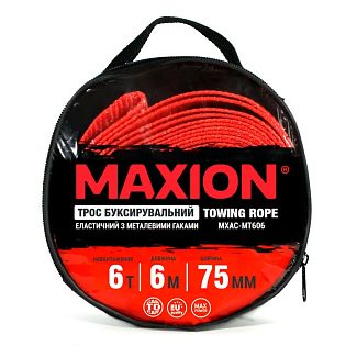 Трос буксировочный красный с крюком 320 6т 6м шириной 7.5см MAXION