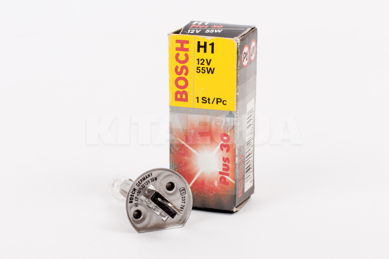 Галогенова лампа H1 12V 55W Plus 30+30% Bosch (1987302012) - 2