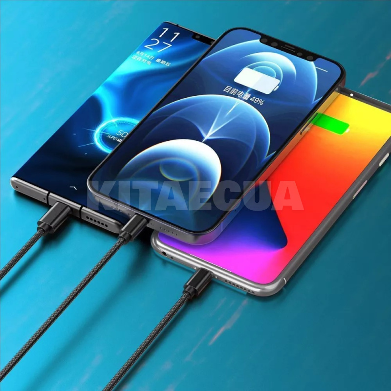Кабель 3in1 USB to Type-C/Micro USB/Lightning 3А 1.2м черный PROOVE (491920001) - 8