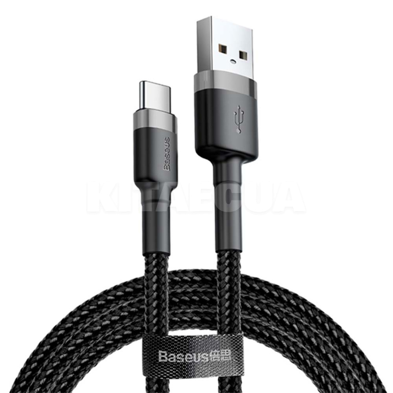Кабель USB Type-C Cafule 3А 1м сірий/чорний BASEUS (CATKLF-BG1)