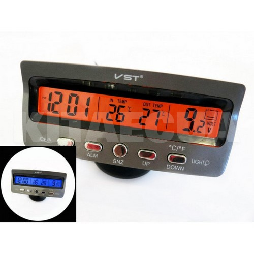 Автомобільний годинник з внутрішнім і зовнішнім термометром 7045V VST (24000070) - 4