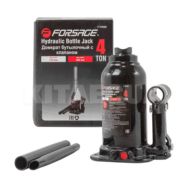 Домкрат гидравлический бутылочный до 4т (170мм-420мм) двухштоковый Forsage (F-TF0402)
