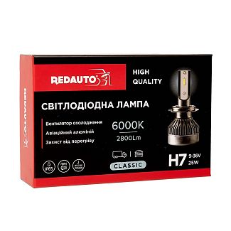 LED лампа для авто H7 25W 6000K REDAUTO