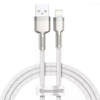 Кабель USB Lightning 2.4А Cafule Metal Lightning 2м білий BASEUS