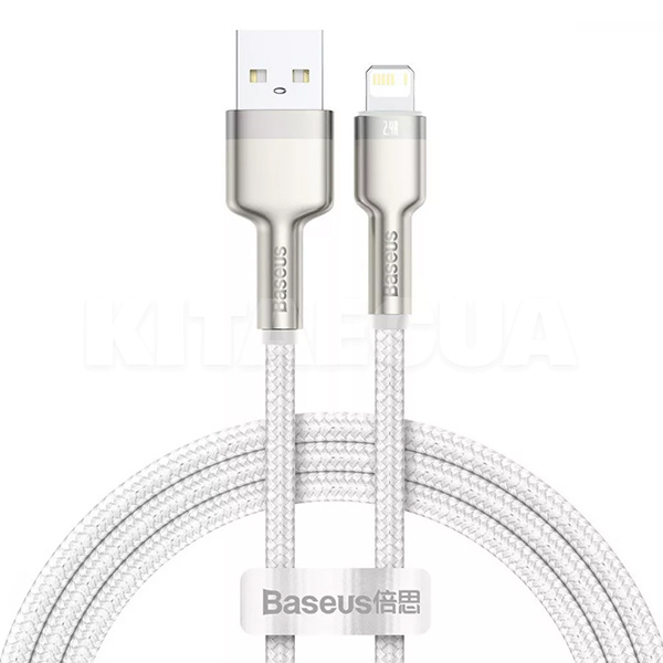 Кабель USB - Lightning 2.4А Cafule Metal Lightning 2м белый BASEUS (CALJK-B02)