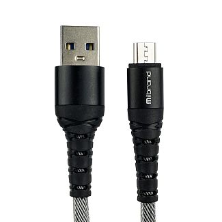 Кабель USB microUSB 2A MI-14 1м чорний/сірий Mibrand