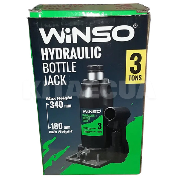 Домкрат гидравлический бутылочный до 3т (180мм-340мм) картонная упаковка Winso (170300) - 2