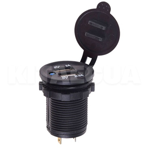 Автомобільний зарядний пристрій 12/24 В 3.1 а врізний синє підсвічування VITOL (10250-Vitol)