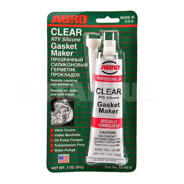 Герметик автомобильный формирователь прокладок 85г Clear Gasket Maker (USA) силиконовый прозрачный ABRO (13-AB)
