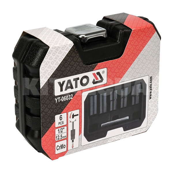 Набор экстракторов для поврежденных болтов 1/2" 6 предметов YATO (YT-06032) - 3
