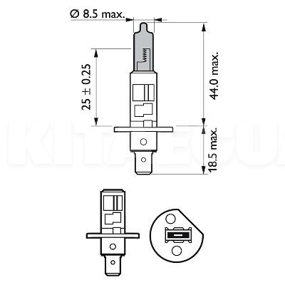Галогеновая лампа H1 12V 55W WhiteVision +60% (компл.) PHILIPS (PS 12258 WHV SM) - 6