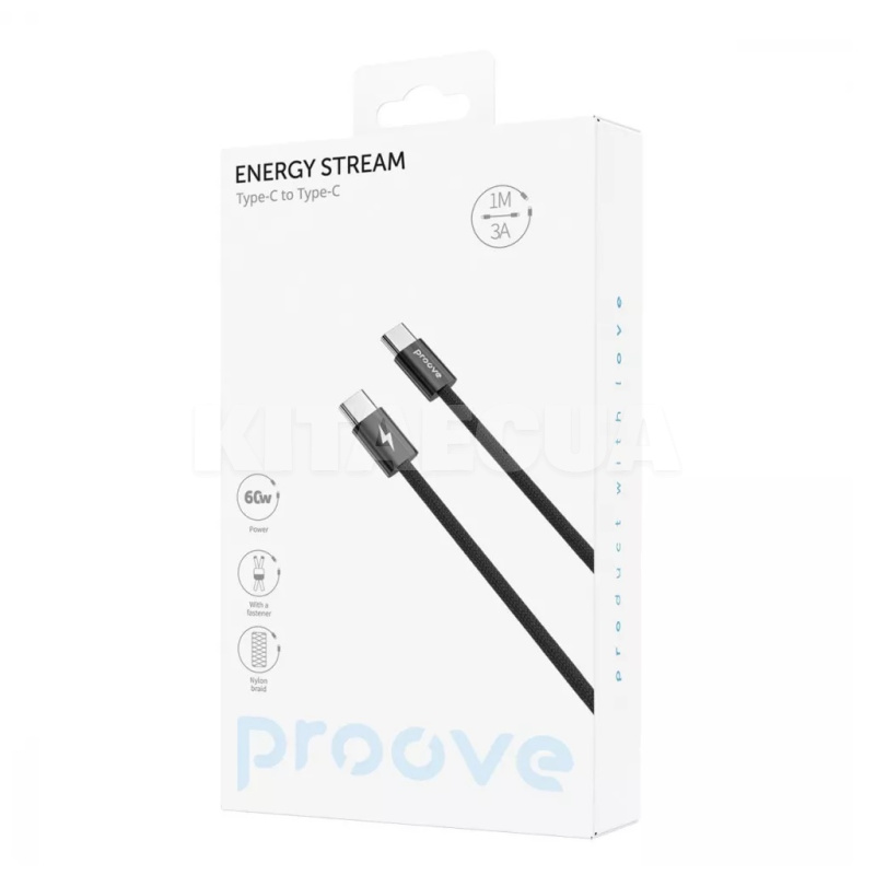 Кабель Type-C Type-C 60W 1м Energy Stream черный PROOVE (557470001) - 2