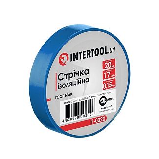 Лента изоляционная 17мм x 20м синяя Intertool