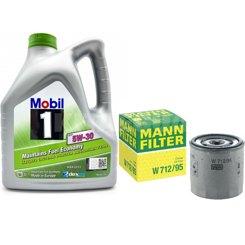 Масло синтетическое 4л 5W-30 ESP + фильтр Mann-Filter на Volkswagen Jetta 1.4 TSI MOBIL (154285-W712-95)