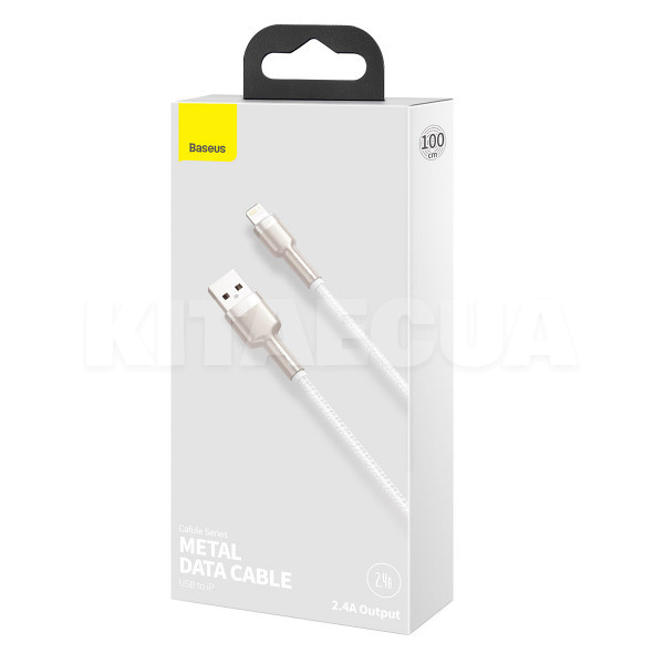 Кабель USB Lightning 2.4A Cafule Metal 1м білий BASEUS (CALJK-A02) - 3