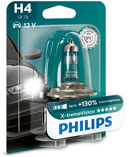 Галогенная лампа H4 60/55W 12V X-tremeVision +130% PHILIPS