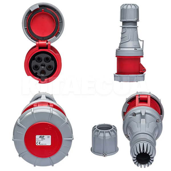 Розетка кабельна 63A 415В 3P+N+E силова червона IDE (3753) - 2