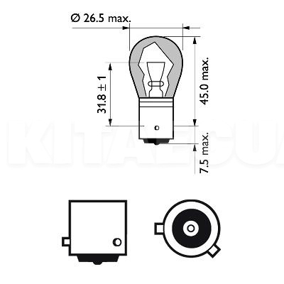 Лампа розжарювання 12V 21W PY21W Vision PHILIPS (PS 12496 NA CP) - 2