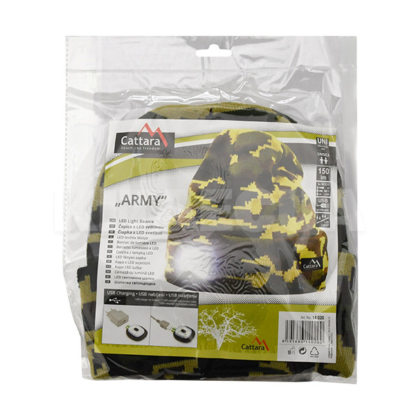 Шапка со светодиодным фонариком и USB-зарядкой ARMY CATTARA (DO 14020) - 6