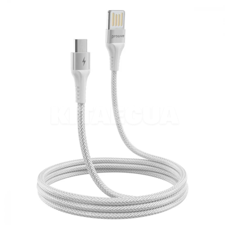 Кабель USB Micro USB 2.4A 1м Double Way Weft білий PROOVE (508770003) - 2