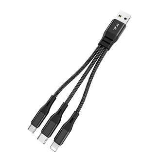Кабель USB - Type-C/Lightning/microUSB 2.4A X47 0.25м черный HOCO