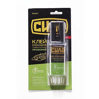 Клей двокомпонентний епоксидний 30г шприц прозорий СИЛА