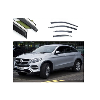 Дефлекторы окон (ветровики) из нержавеющей стали 3D на Mercedes GLE Coupe (2015-2019) 4 шт. FLY