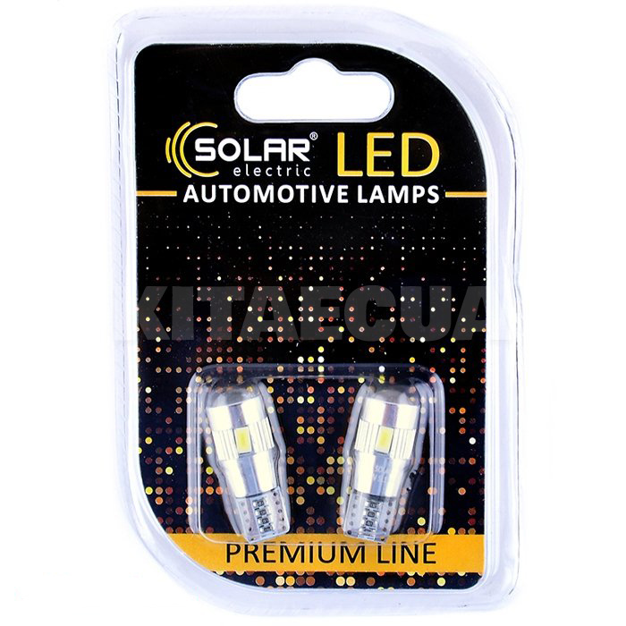 LED лампа для авто Premium Line W2.1x9.5d 6500K (комплект) Solar (SL1347)