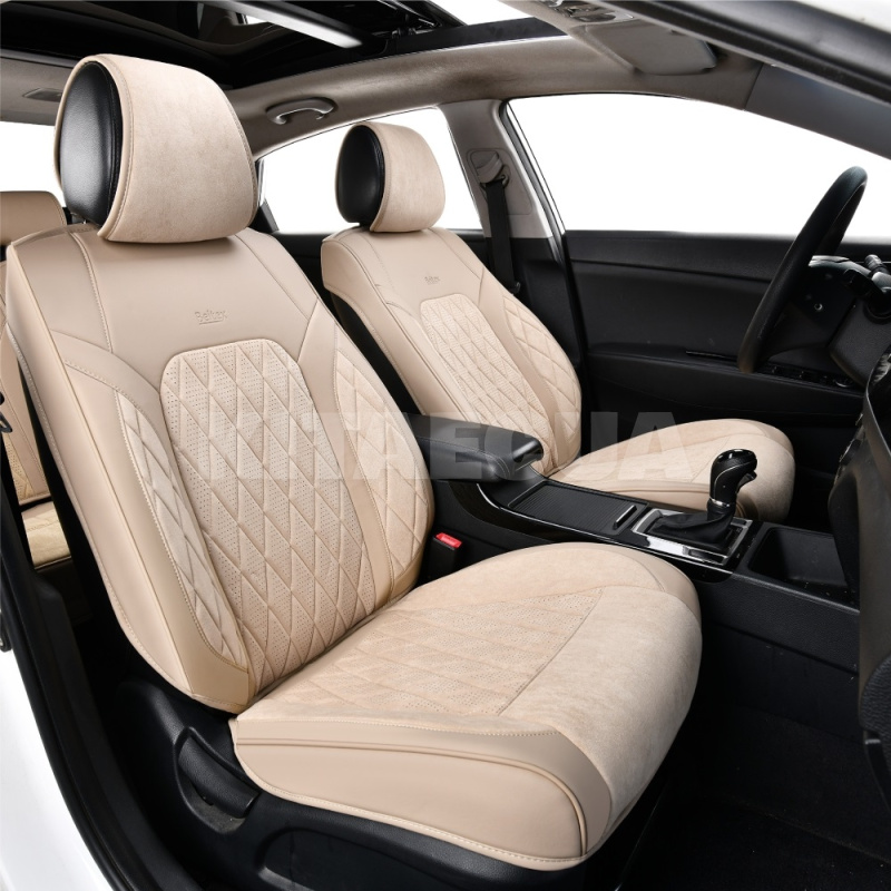 Чехлы на сиденья бежевые с подголовником 3D Malibu BELTEX (BX89500) - 3