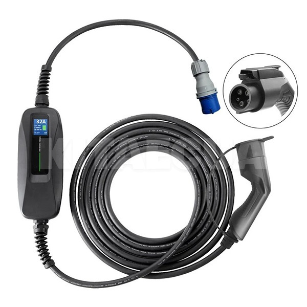 Зарядка для електромобіля Type 1 7.4 кВт 32A 1-фаза + перехідник на розетку Besen на Подбор по авто Mercedes (BS-PCD040K Type 1)