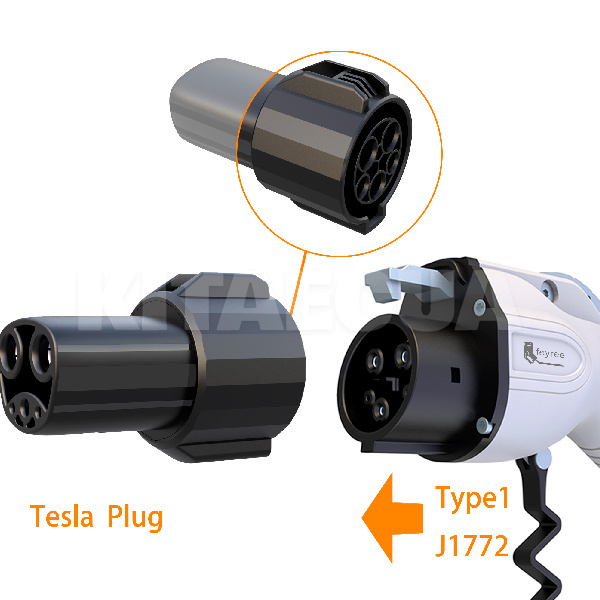 Переходник 9.2 кВт 40А 1-фаза Type 1 (станция) - Type Tesla (американское авто) FEYREE на TESLA (P-T1T) - 3