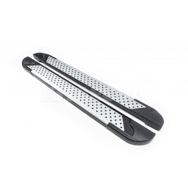 Бічні пороги Allmond Grey (2шт., Алюміній) Erkul на HYUNDAI Kona Electric (alg173)