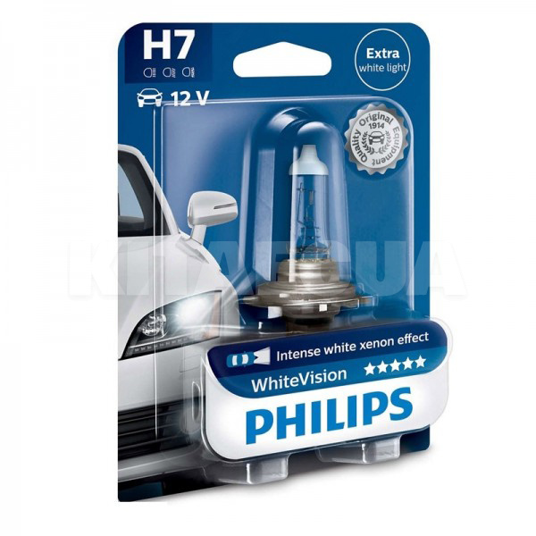 Галогенная лампа H7 55W 12V White Vision +60% PHILIPS (12972WHVB1)