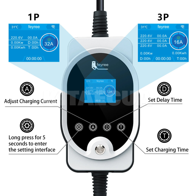 Зарядка Volkswagen ID.4 7.4 кВт 32A 1-фаза GB/T AC (китайское авто) Wi-Fi Master FEYREE (FY7-32-1PH-GB/T-M8) - 7