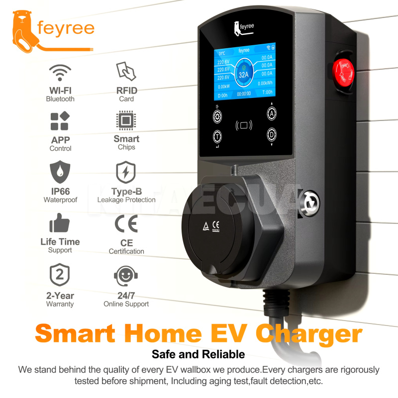 Зарядка для електромобіля 22 кВт 32A 3-фази Type 2 (універсальна) Draco Wi-Fi FEYREE на VOLKSWAGEN e-Golf (FY22-32-3PH-TP2-CS-DRAC) - 2