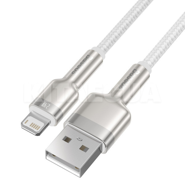 Кабель USB Lightning 2.4A Cafule Metal 1м білий BASEUS (CALJK-A02) - 9