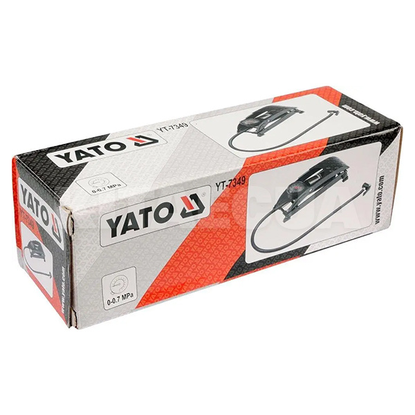 Насос ножной однопоршневой з манометром YATO (YT-7349) - 2