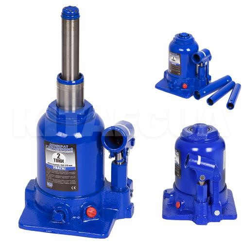 Домкрат гидравлический бутылочный до 2т (130-370мм) 2 поршня VITOL (ДБ-20002Ц) - 4