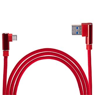 Кабель USB Type-C з кутовими конекторами червоний PULSO