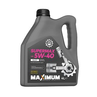 Масло моторное синтетическое 4л 5W-40 SUPERMAX SN/CF MAXIMUM