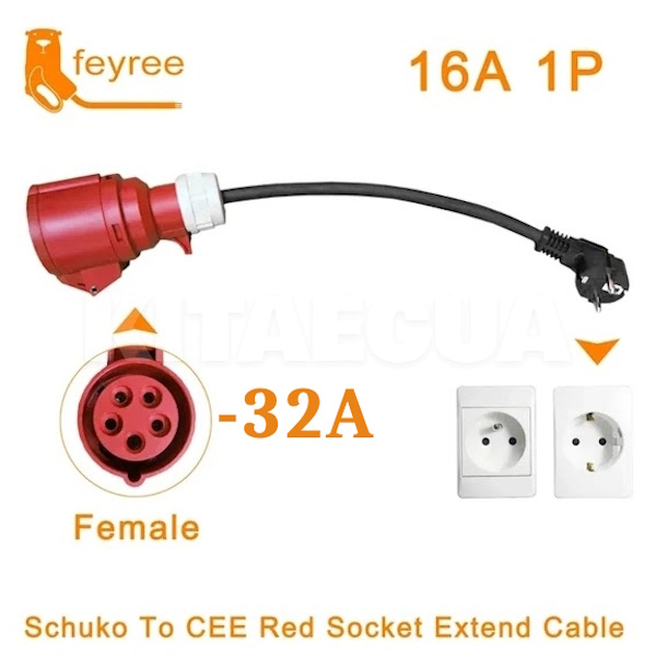 Переходник Red CEE 32A - Schuko 16A (розетка) FEYREE (P-CEER2) - 3