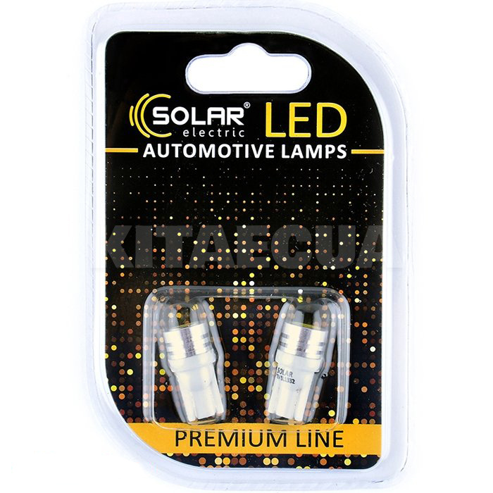 LED лампа для авто Premium Line W2.1x9.5d 1W 6500K (комплект) Solar (SL1332)