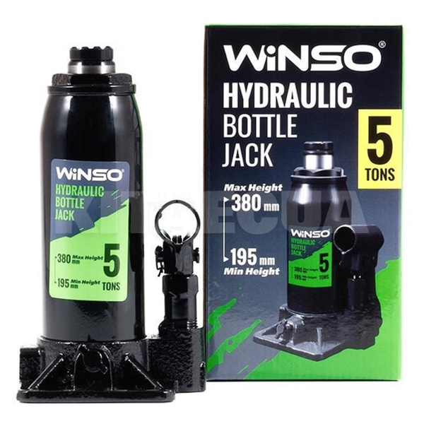 Домкрат гидравлический бутылочный до 5т (195мм-380мм) картонная упаковка Winso (170500) - 2
