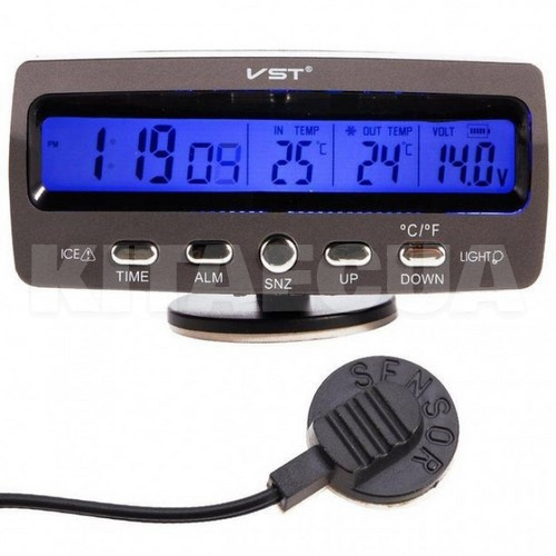 Автомобільний годинник з внутрішнім і зовнішнім термометром 7045V VST (24000070)