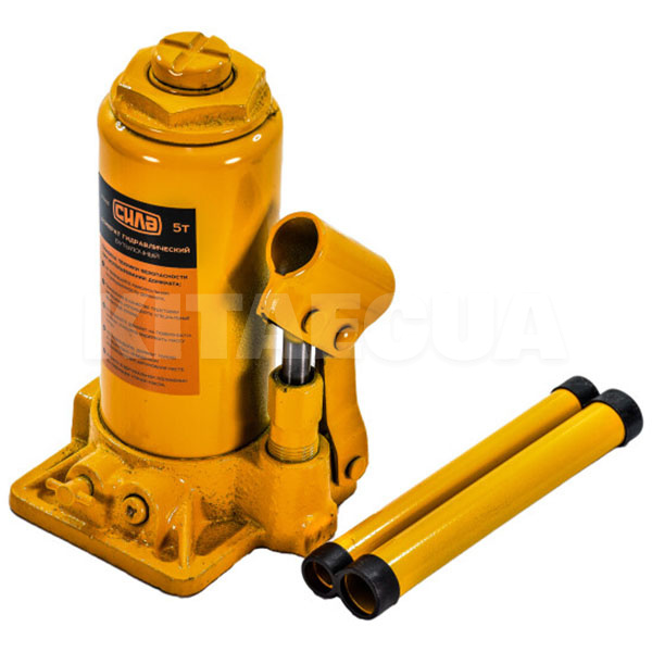 Домкрат гідравлічний пляшковий 5т (197мм-382мм) стандарт СИЛА (271005)