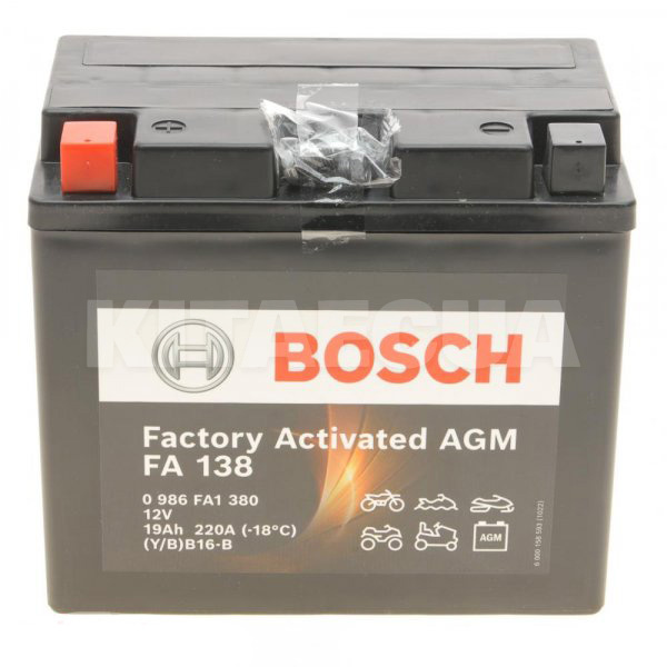 Мото акумулятор FA 138 19Ач 220А "+" зліва Bosch (0 986 FA1 380)