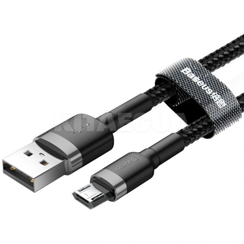 Кабель USB microUSB 2.4A Cafule 0.5м сірий/чорний BASEUS (CAMKLF-AG1)