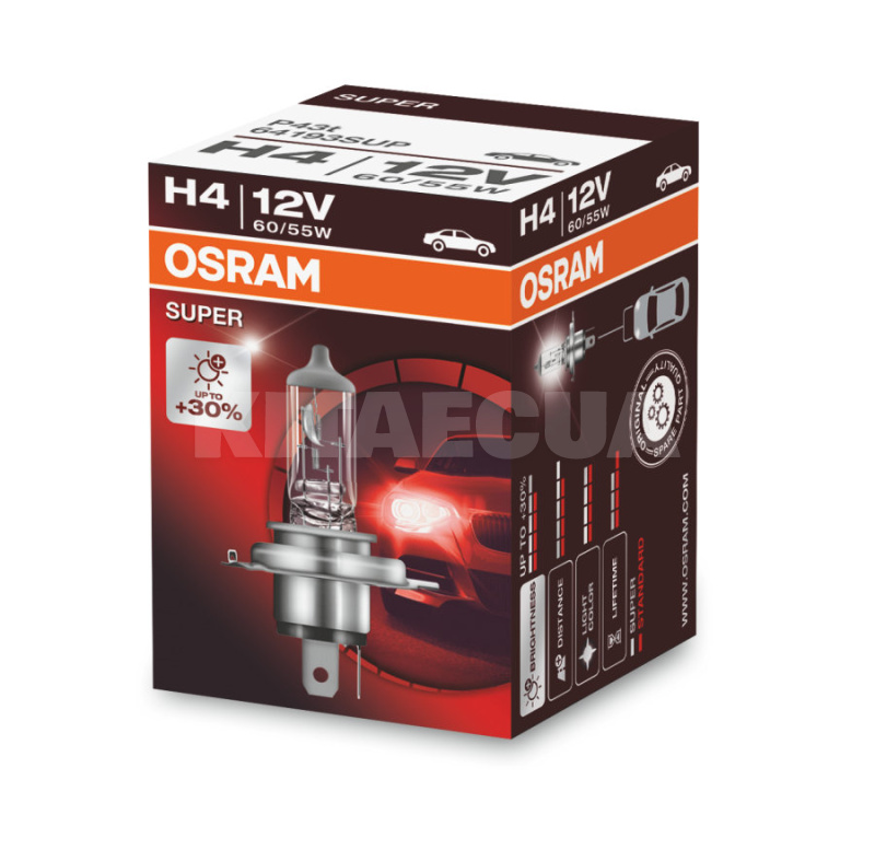 Галогенова лампа H4 12V 60/55W Super +30% Osram (64193SUP)