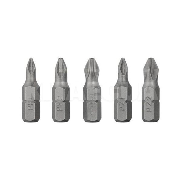 Набор отверточных насадок S2 1/4"х25мм 5 предметов ( PH1, PH2, PZ1, PZ2) Intertool (VT-0210) - 3