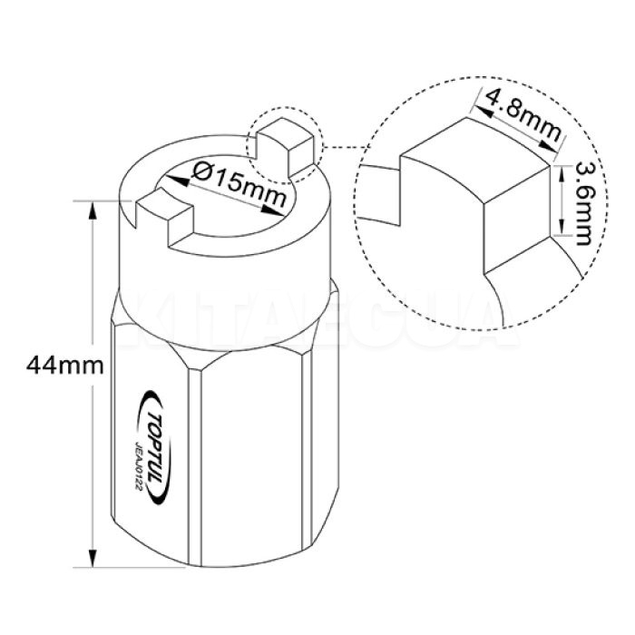 Головка для розбирання стійок 22 мм 44 мм TOPTUL (TP JEAJ0122) - 2